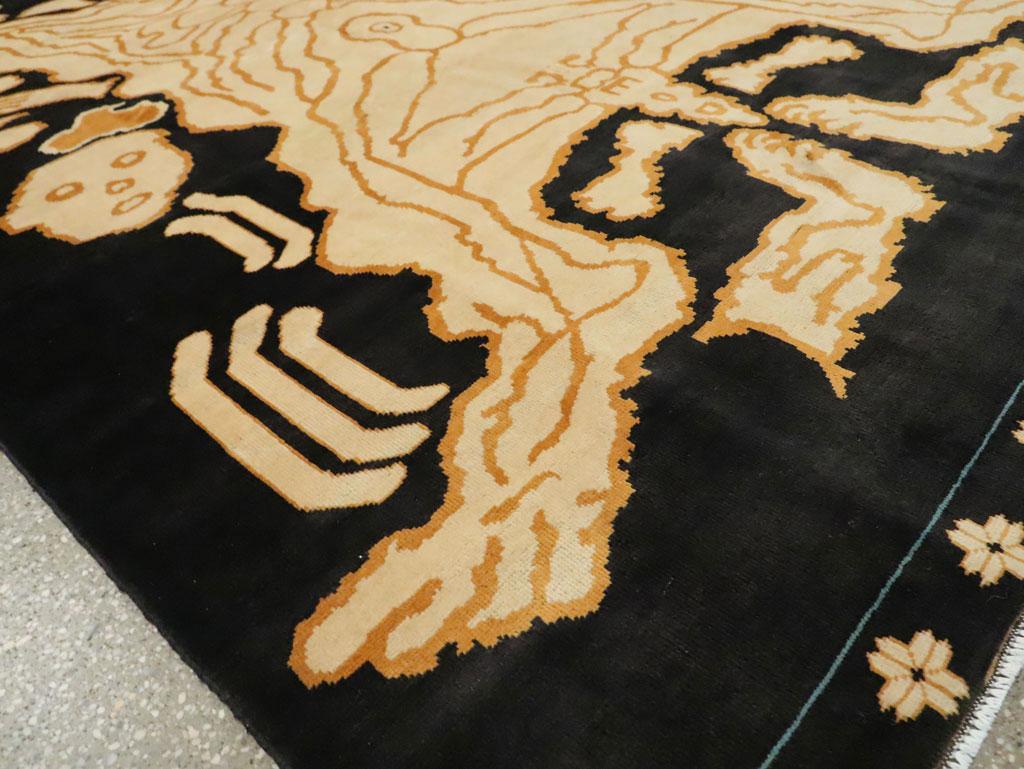 Tibetan Inspired Modern Buddhist Tantric Skeleton Ritual Rug, No.29523 - Gsblank