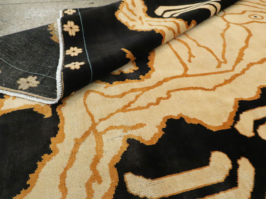 Tibetan Inspired Modern Buddhist Tantric Skeleton Ritual Rug, No.29523 - Gsblank