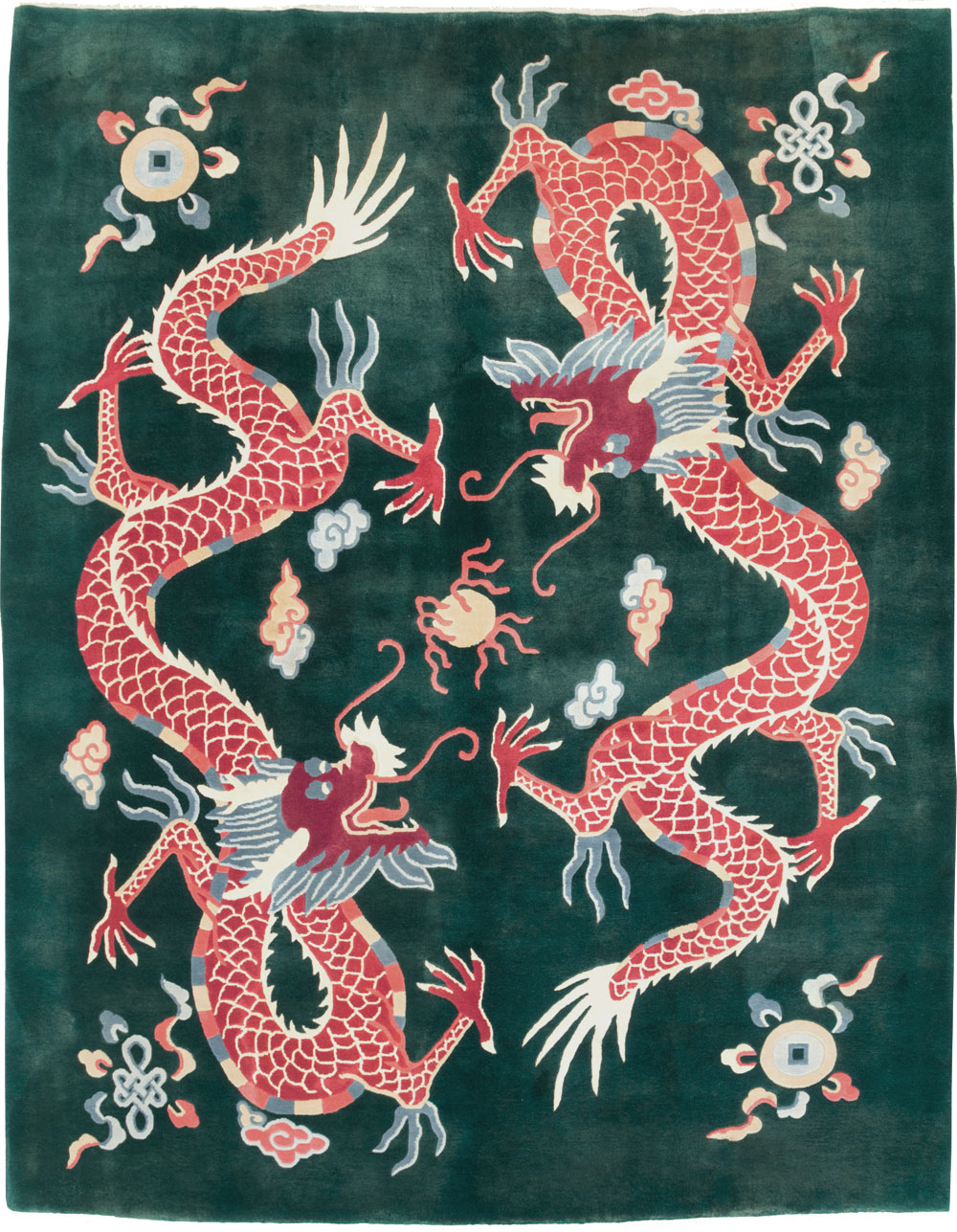 Vintage Chinese Dragon Art Deco Carpet, No.29530 - Gsblank