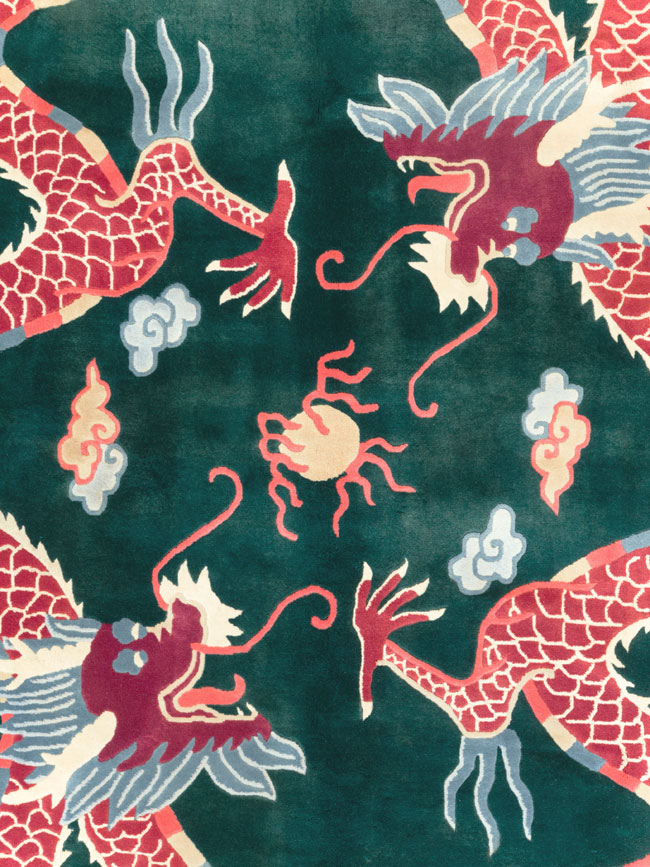 Vintage Chinese Dragon Art Deco Carpet, No.29530 - Gsblank