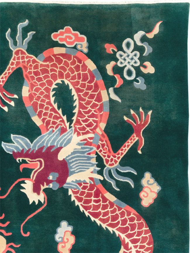 Vintage Chinese Dragon Art Deco Carpet, No.29530 - Gsblank