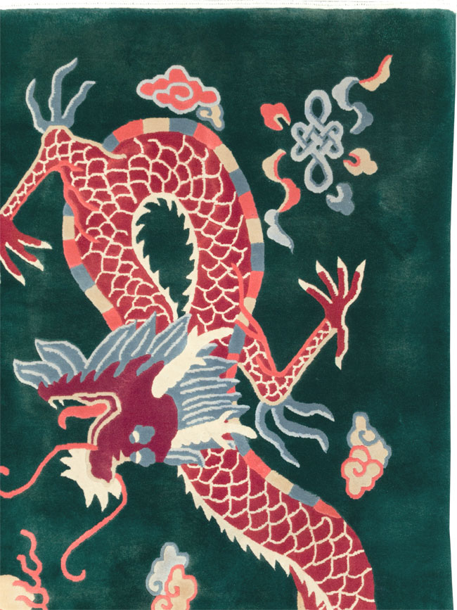 Vintage Chinese Dragon Art Deco Carpet, No.29530 - Gsblank