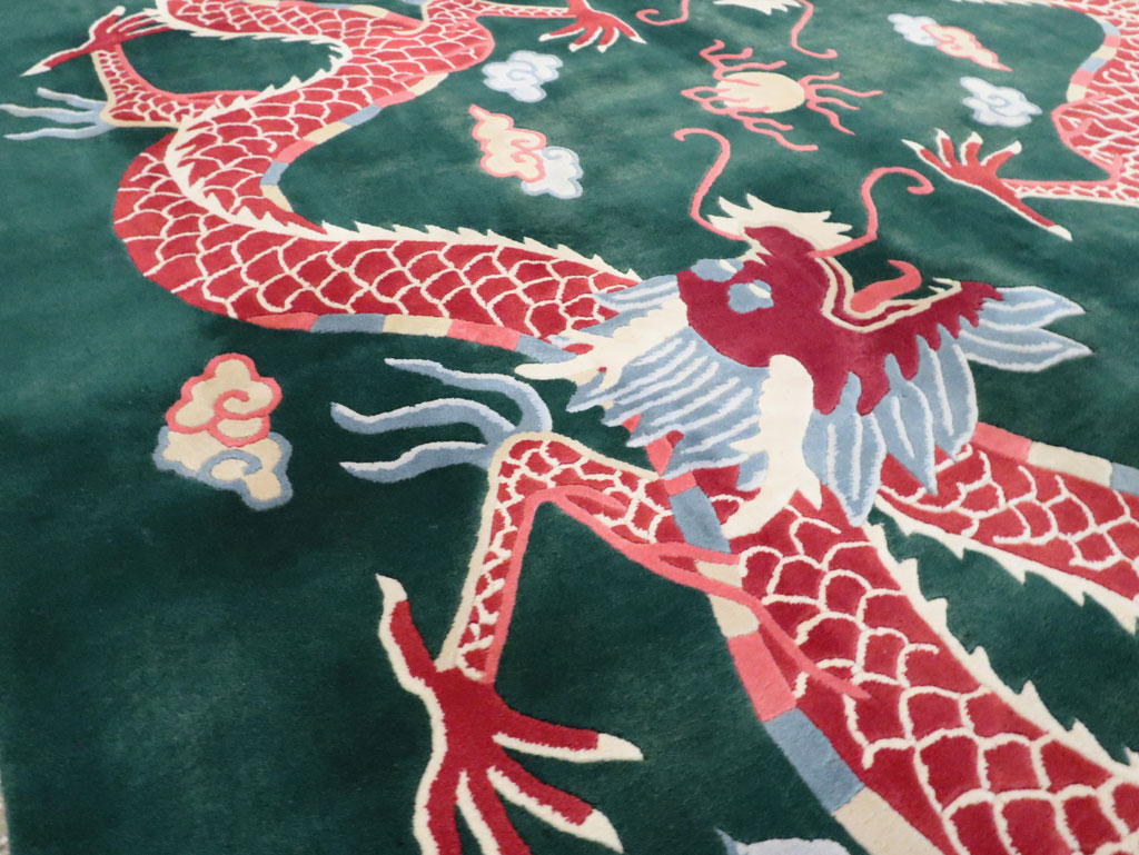Vintage Chinese Dragon Art Deco Carpet, No.29530 - Gsblank