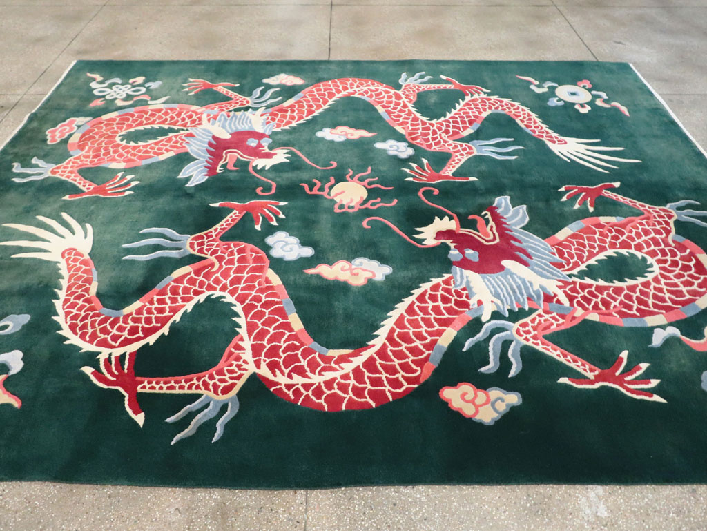Vintage Chinese Dragon Art Deco Carpet, No.29530 - Gsblank
