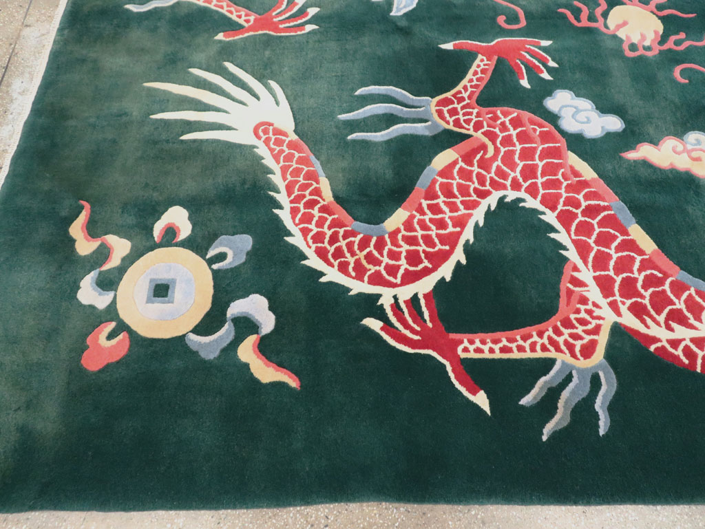 Vintage Chinese Dragon Art Deco Carpet, No.29530 - Gsblank
