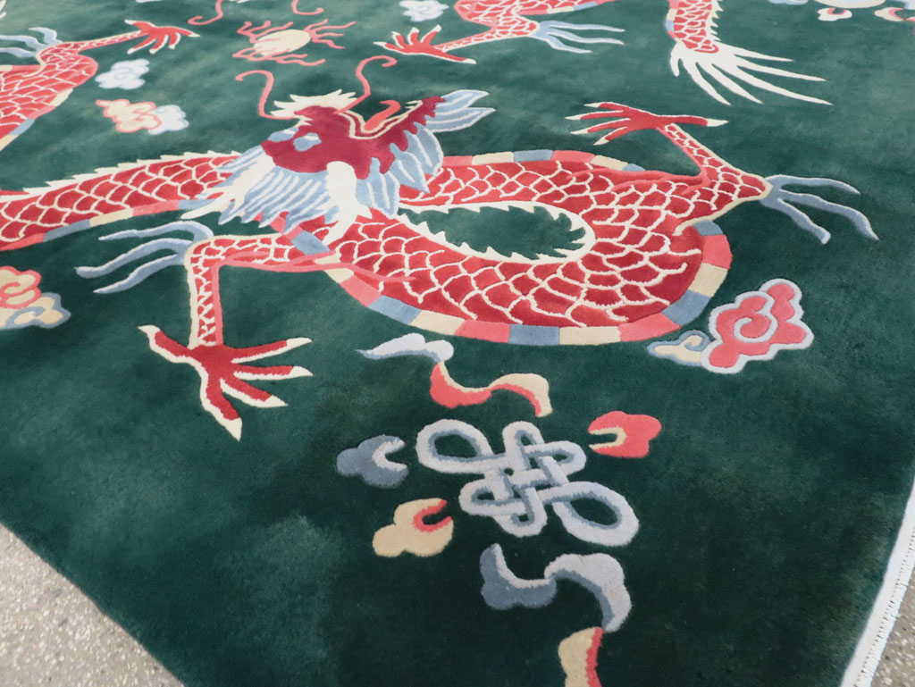 Vintage Chinese Dragon Art Deco Carpet, No.29530 - Gsblank