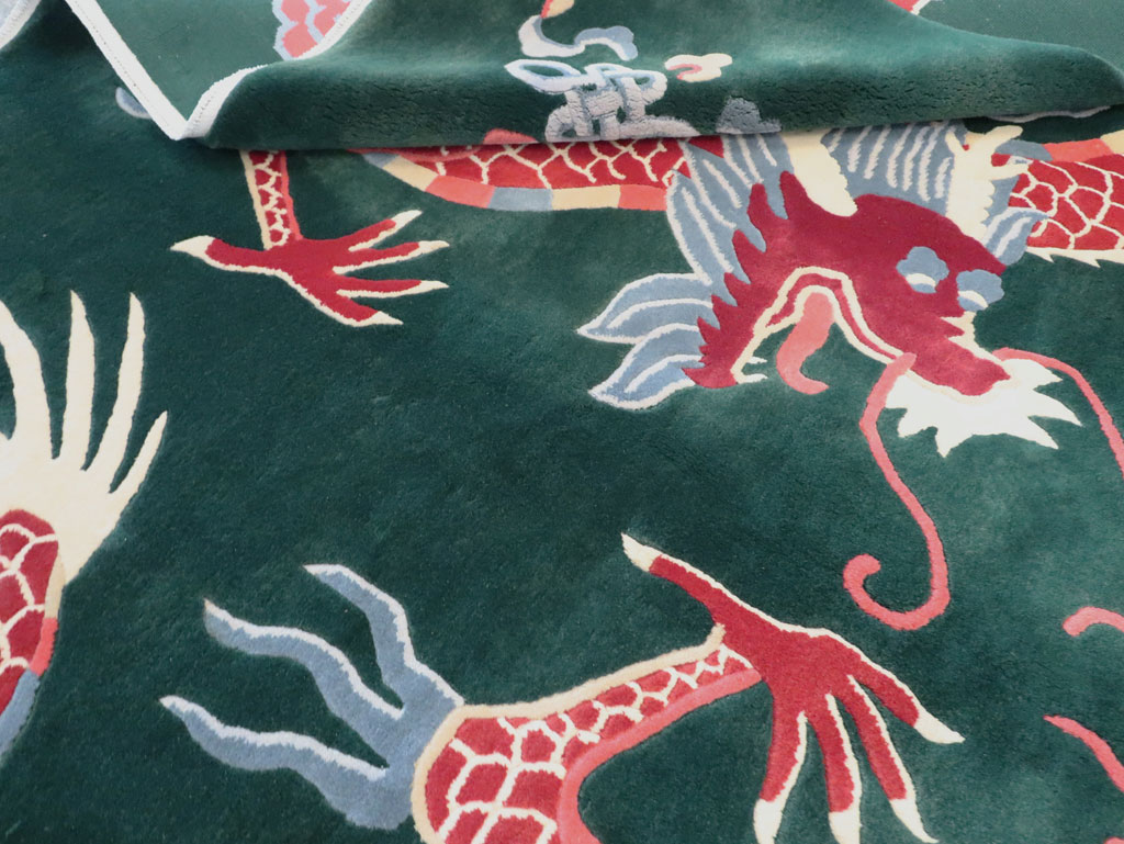 Vintage Chinese Dragon Art Deco Carpet, No.29530 - Gsblank