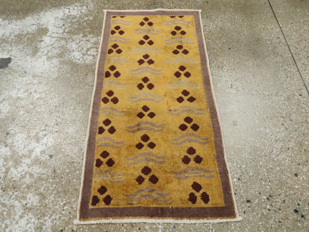 Vintage Turkish Art Deco Throw Rug, No.29545 - Gsblank