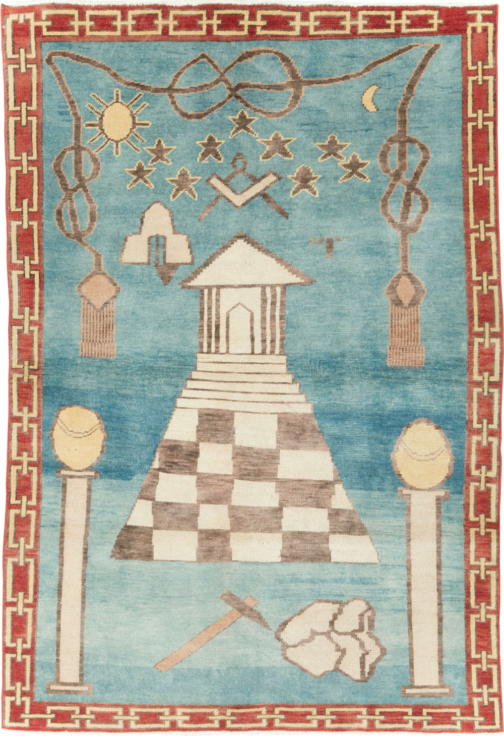 Vintage Turkish Art Deco Style Accent Rug, No.29570 - Gsblank