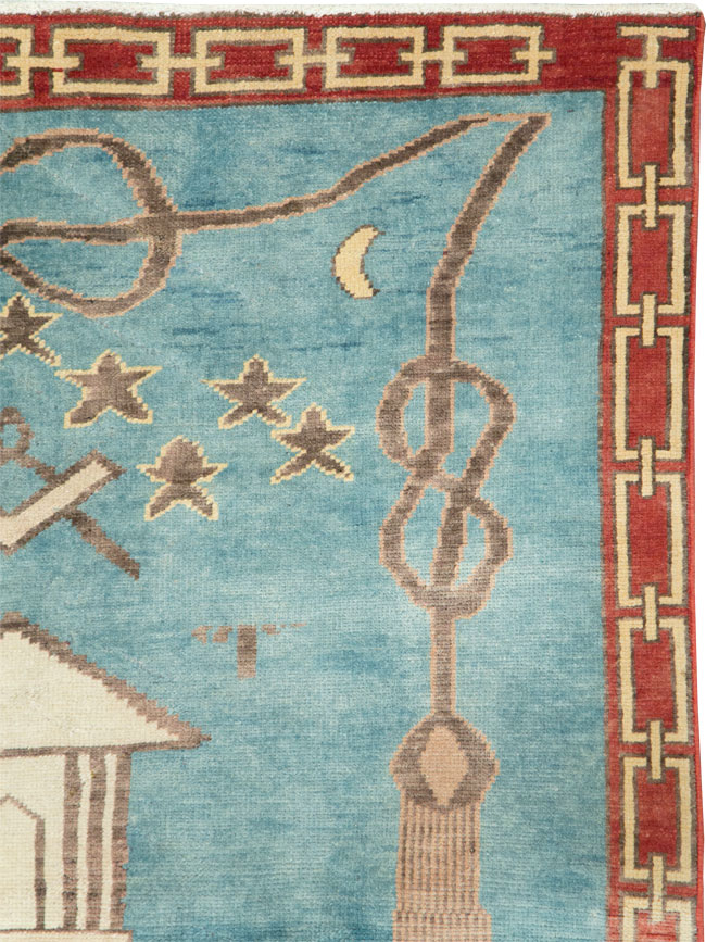 Vintage Turkish Art Deco Style Accent Rug, No.29570 - Gsblank