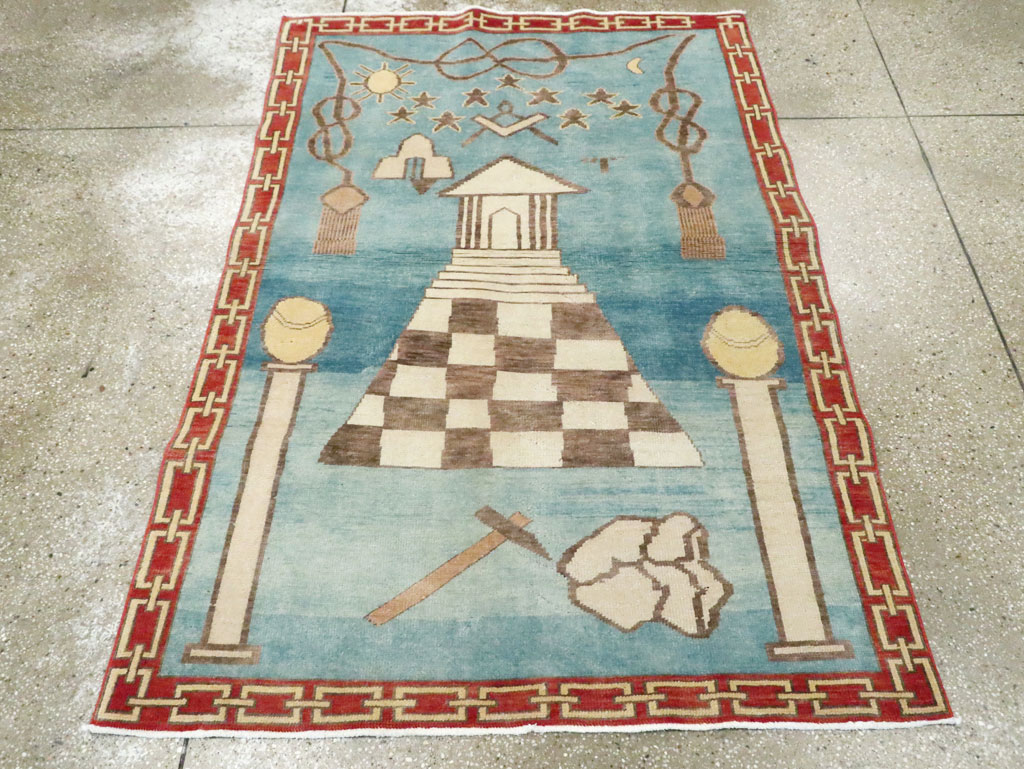 Vintage Turkish Art Deco Style Accent Rug, No.29570 - Gsblank