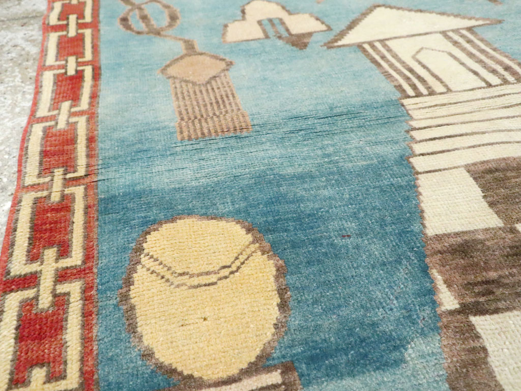 Vintage Turkish Art Deco Style Accent Rug, No.29570 - Gsblank