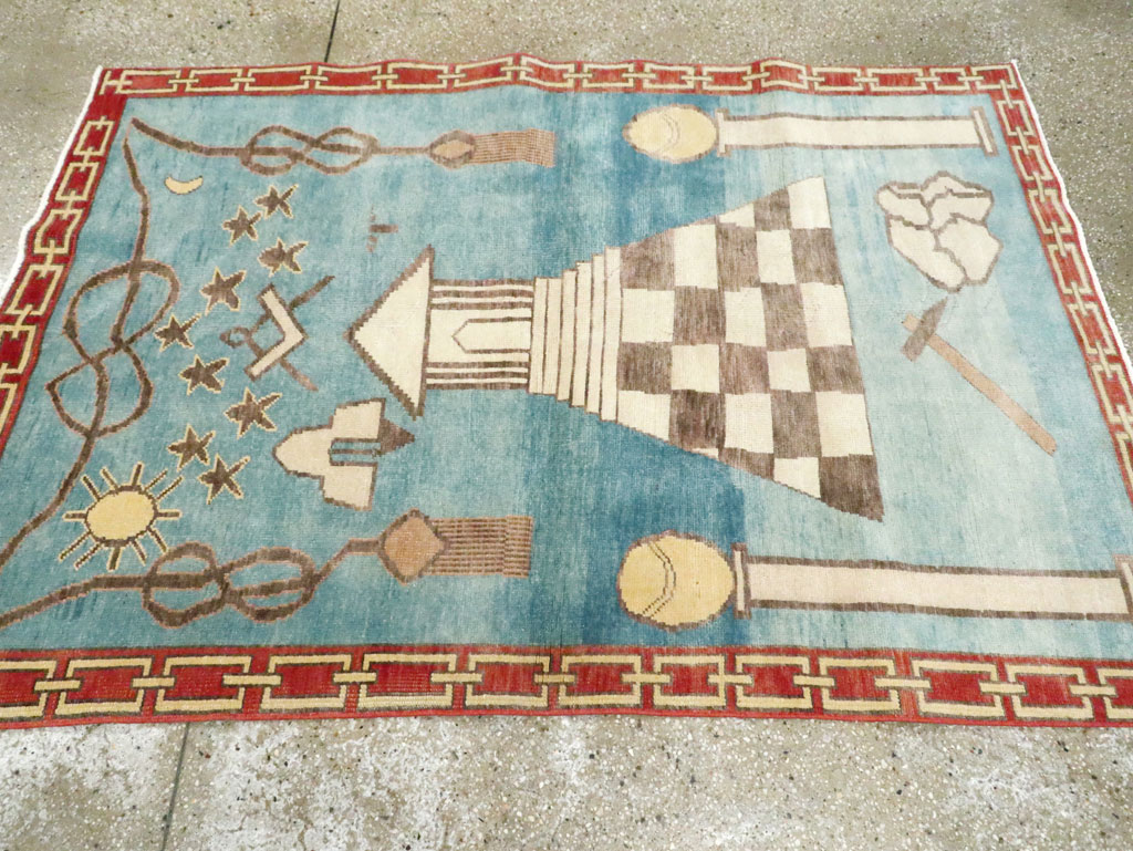 Vintage Turkish Art Deco Style Accent Rug, No.29570 - Gsblank