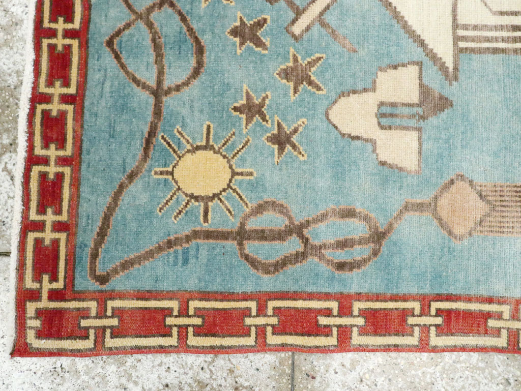 Vintage Turkish Art Deco Style Accent Rug, No.29570 - Gsblank