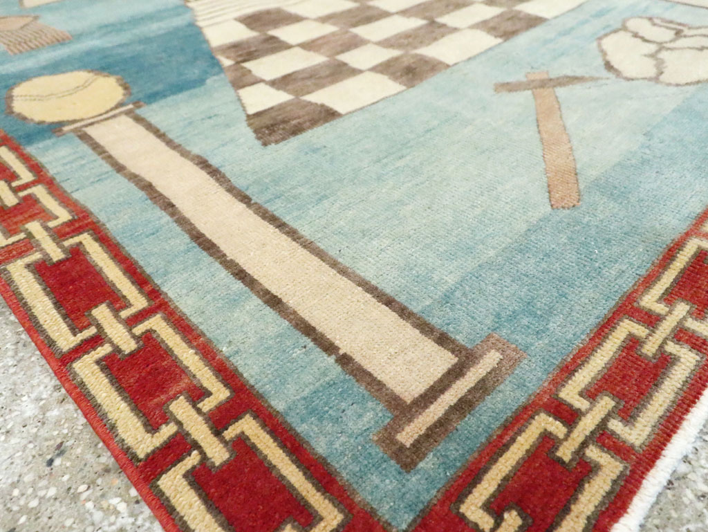 Vintage Turkish Art Deco Style Accent Rug, No.29570 - Gsblank