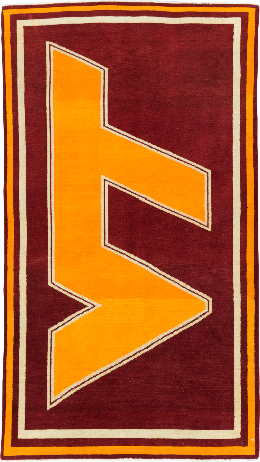 Vintage Persian Tabriz Throw Rug With Virginia Tech Logo (Pair: 1 of 2), No.29585 - Gsblank