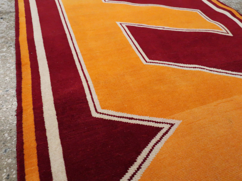 Vintage Persian Tabriz Throw Rug With Virginia Tech Logo (Pair: 1 of 2), No.29585 - Gsblank