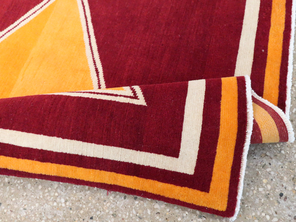 Vintage Persian Tabriz Throw Rug With Virginia Tech Logo (Pair: 1 of 2), No.29585 - Gsblank