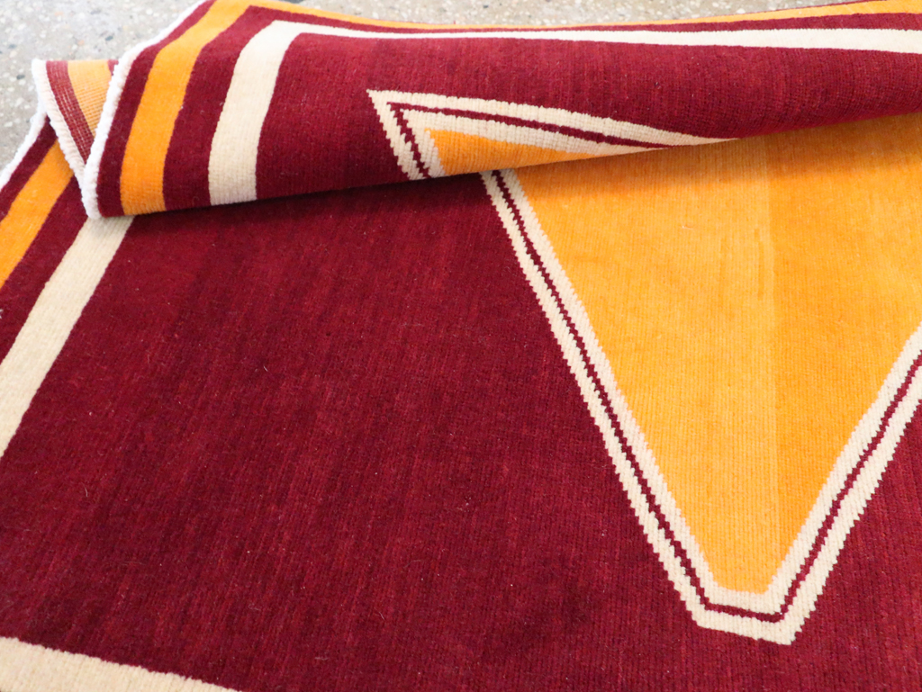 Vintage Persian Tabriz Throw Rug With Virginia Tech Logo (Pair: 1 of 2), No.29585 - Gsblank