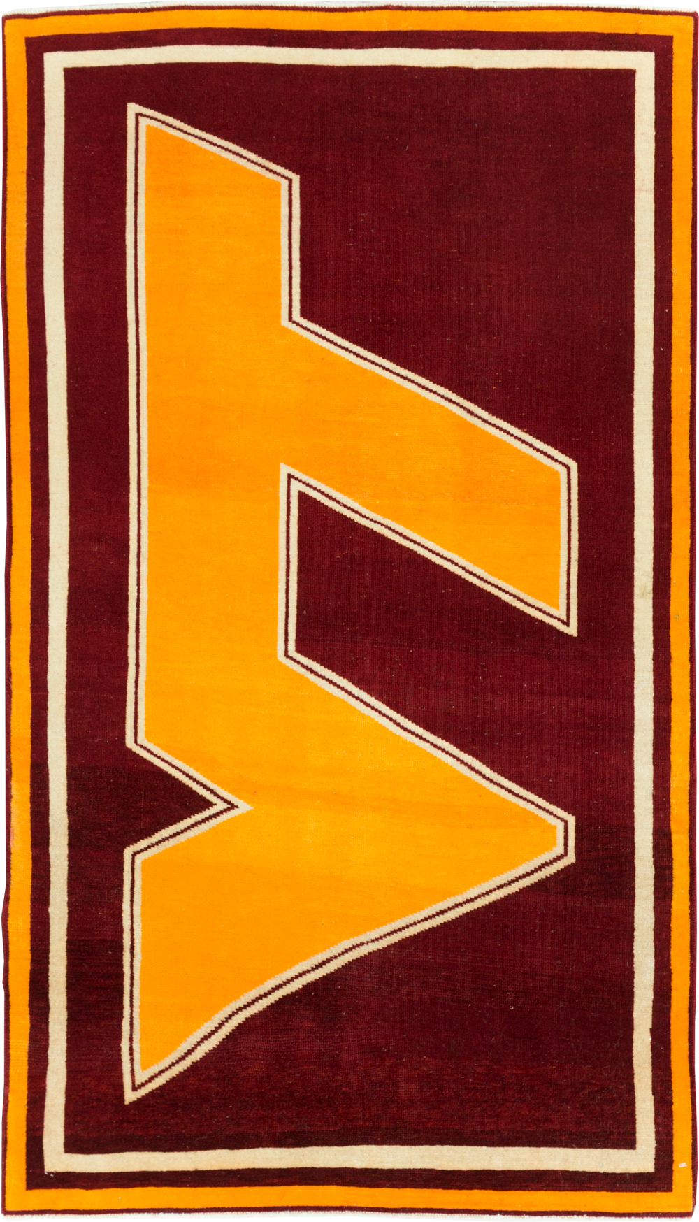 Vintage Persian Tabriz Throw Rug With Virginia Tech Logo (Pair: 2 of 2), No.29586 - Gsblank