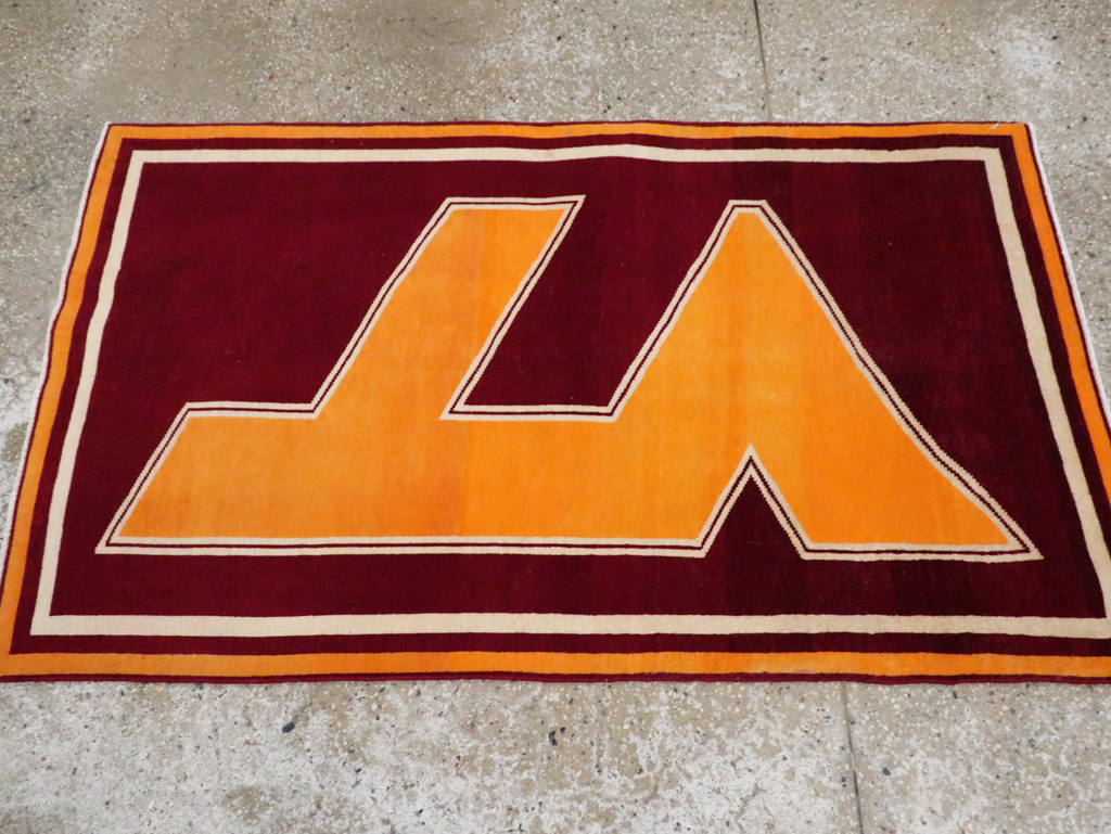 Vintage Persian Tabriz Throw Rug With Virginia Tech Logo (Pair: 2 of 2), No.29586 - Gsblank