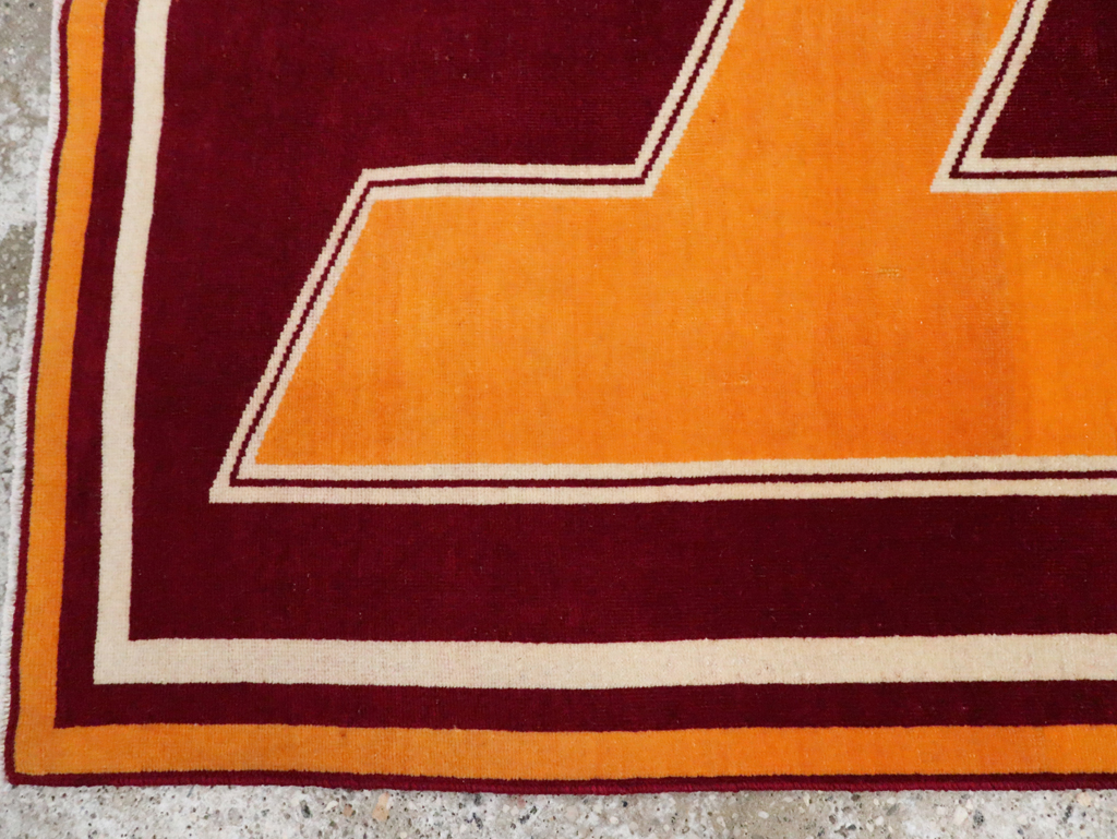 Vintage Persian Tabriz Throw Rug With Virginia Tech Logo (Pair: 2 of 2), No.29586 - Gsblank