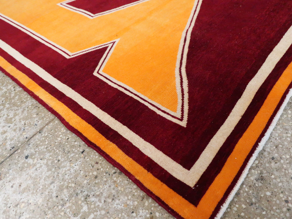 Vintage Persian Tabriz Throw Rug With Virginia Tech Logo (Pair: 2 of 2), No.29586 - Gsblank