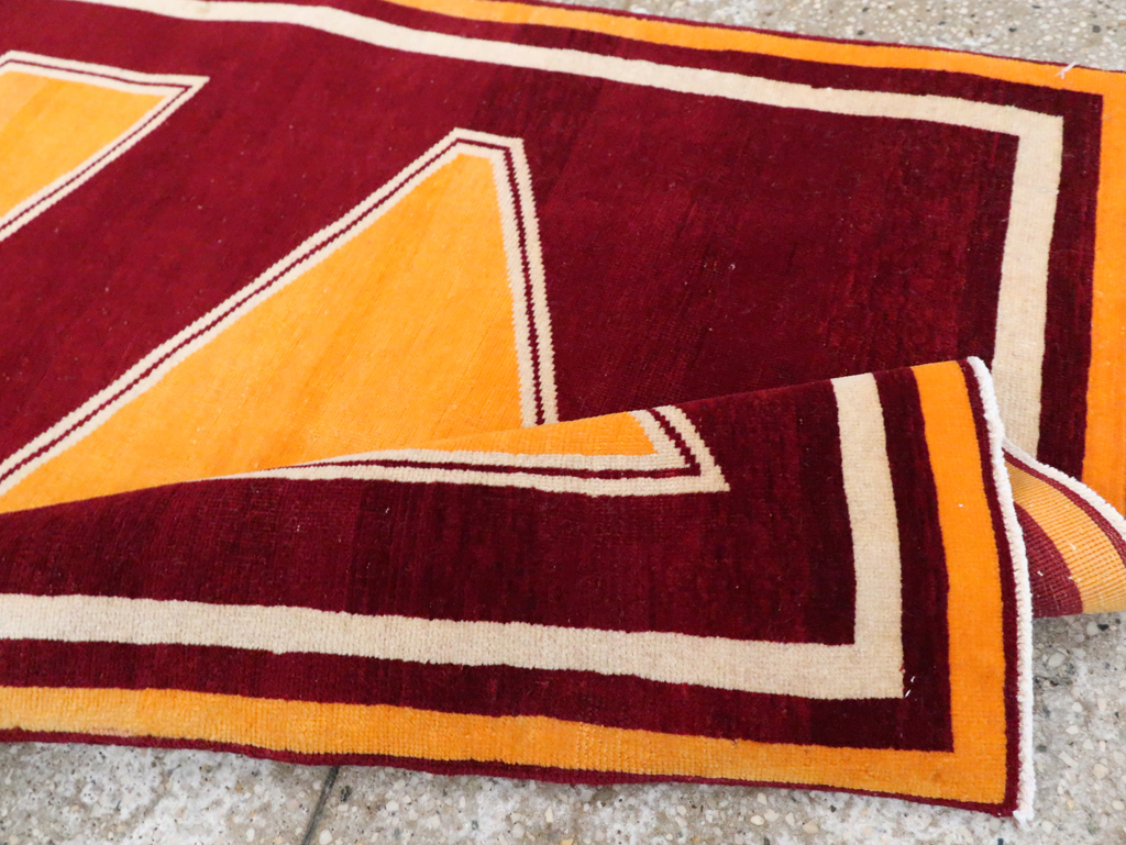 Vintage Persian Tabriz Throw Rug With Virginia Tech Logo (Pair: 2 of 2), No.29586 - Gsblank