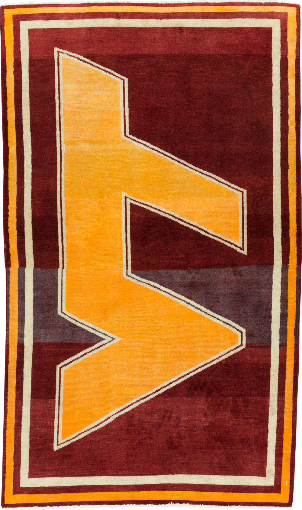 Vintage Persian Tabriz Throw Rug With Virginia Tech Logo (Pair: 1 of 2), No.29587 - Gsblank