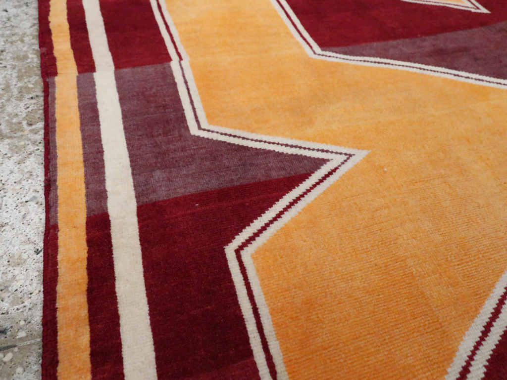 Vintage Persian Tabriz Throw Rug With Virginia Tech Logo (Pair: 1 of 2), No.29587 - Gsblank