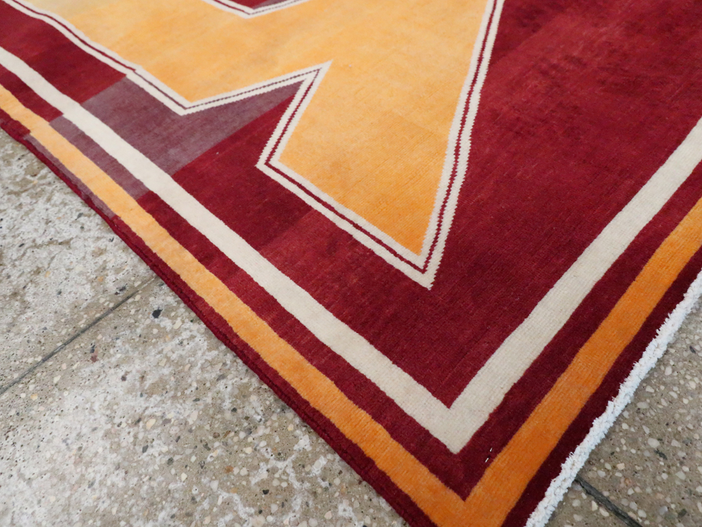 Vintage Persian Tabriz Throw Rug With Virginia Tech Logo (Pair: 1 of 2), No.29587 - Gsblank