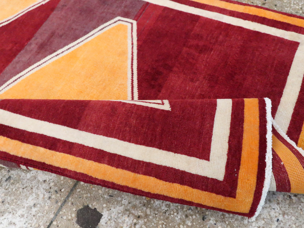 Vintage Persian Tabriz Throw Rug With Virginia Tech Logo (Pair: 1 of 2), No.29587 - Gsblank