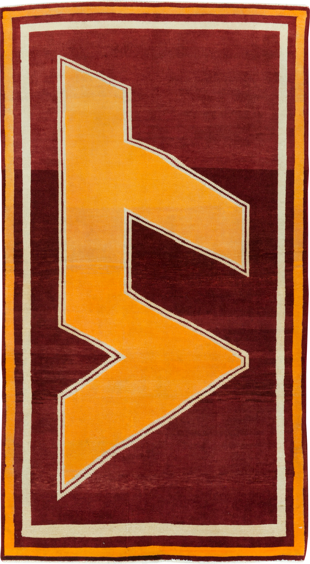 Vintage Persian Tabriz Throw Rug With Virginia Tech Logo (Pair: 2 of 2), No.29588 - Gsblank