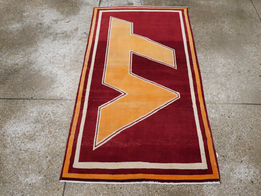 Vintage Persian Tabriz Throw Rug With Virginia Tech Logo (Pair: 2 of 2), No.29588 - Gsblank