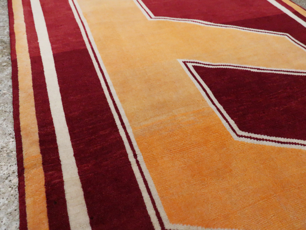 Vintage Persian Tabriz Throw Rug With Virginia Tech Logo (Pair: 2 of 2), No.29588 - Gsblank