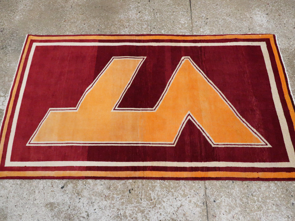 Vintage Persian Tabriz Throw Rug With Virginia Tech Logo (Pair: 2 of 2), No.29588 - Gsblank