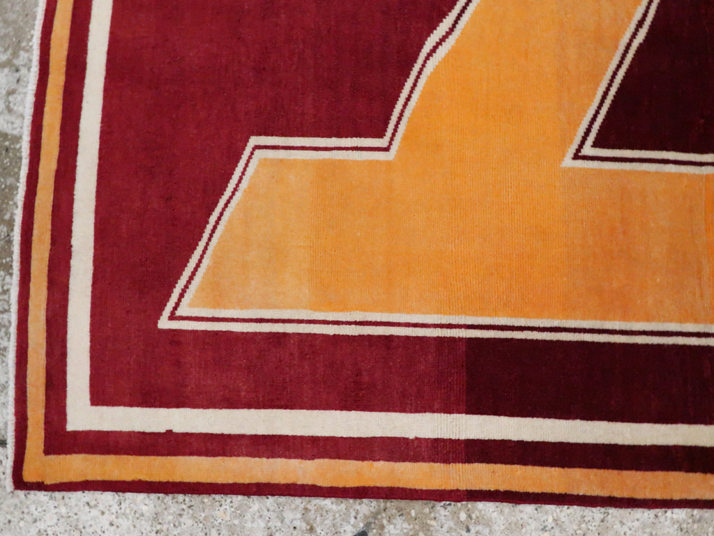 Vintage Persian Tabriz Throw Rug With Virginia Tech Logo (Pair: 2 of 2), No.29588 - Gsblank