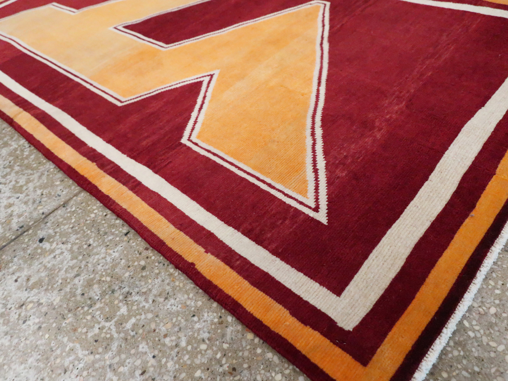 Vintage Persian Tabriz Throw Rug With Virginia Tech Logo (Pair: 2 of 2), No.29588 - Gsblank