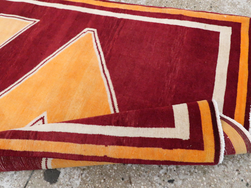 Vintage Persian Tabriz Throw Rug With Virginia Tech Logo (Pair: 2 of 2), No.29588 - Gsblank
