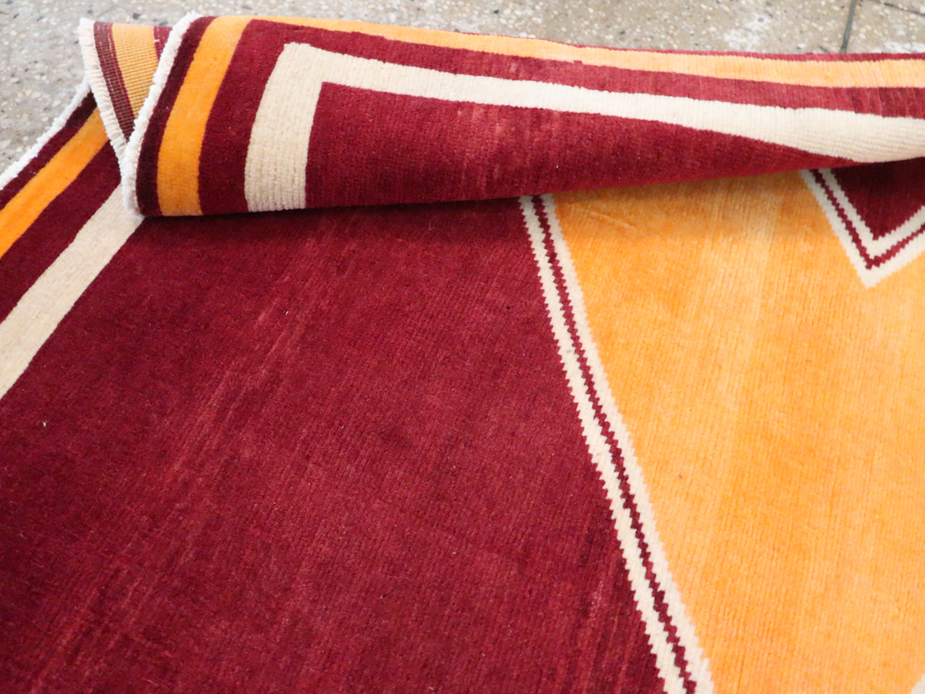 Vintage Persian Tabriz Throw Rug With Virginia Tech Logo (Pair: 2 of 2), No.29588 - Gsblank