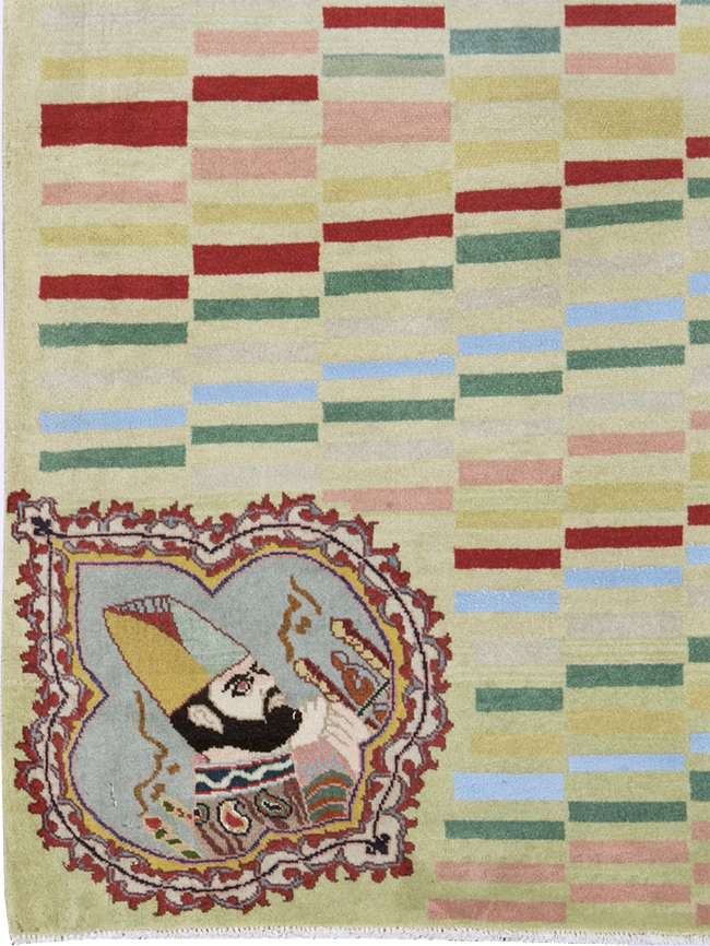 Vintage Persian Pictorial Tabriz Rug, No.29589 - Gsblank