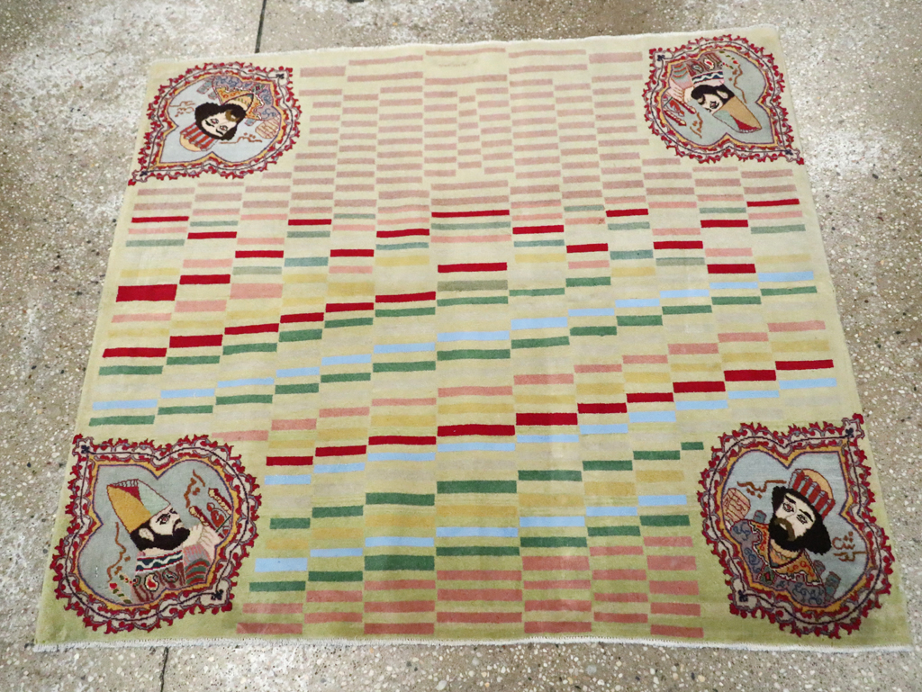 Vintage Persian Pictorial Tabriz Rug, No.29589 - Gsblank