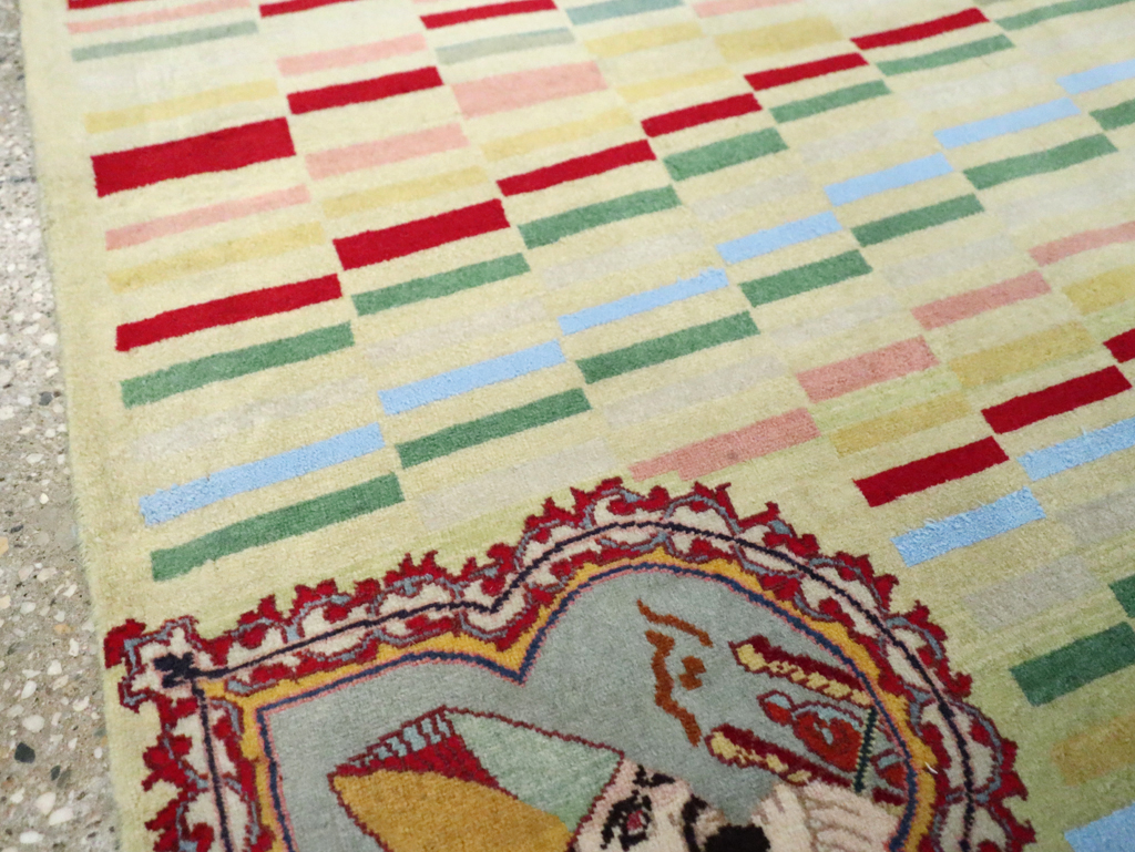 Vintage Persian Pictorial Tabriz Rug, No.29589 - Gsblank