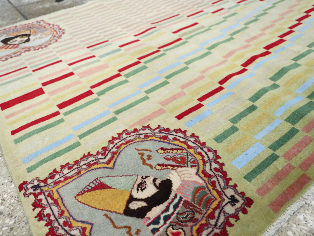 Vintage Persian Pictorial Tabriz Rug, No.29589 - Gsblank