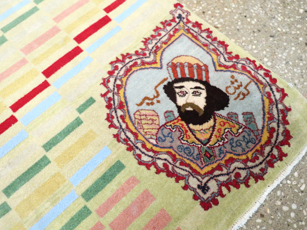 Vintage Persian Pictorial Tabriz Rug, No.29589 - Gsblank