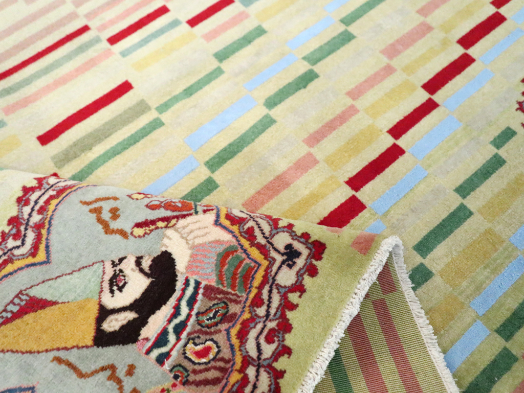 Vintage Persian Pictorial Tabriz Rug, No.29589 - Gsblank