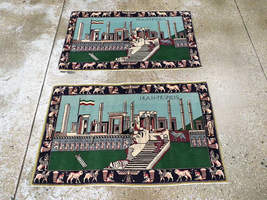 Modern Persian Tabriz Pictorial Rug (Pair: 2 of 2), No.29590 - Gsblank