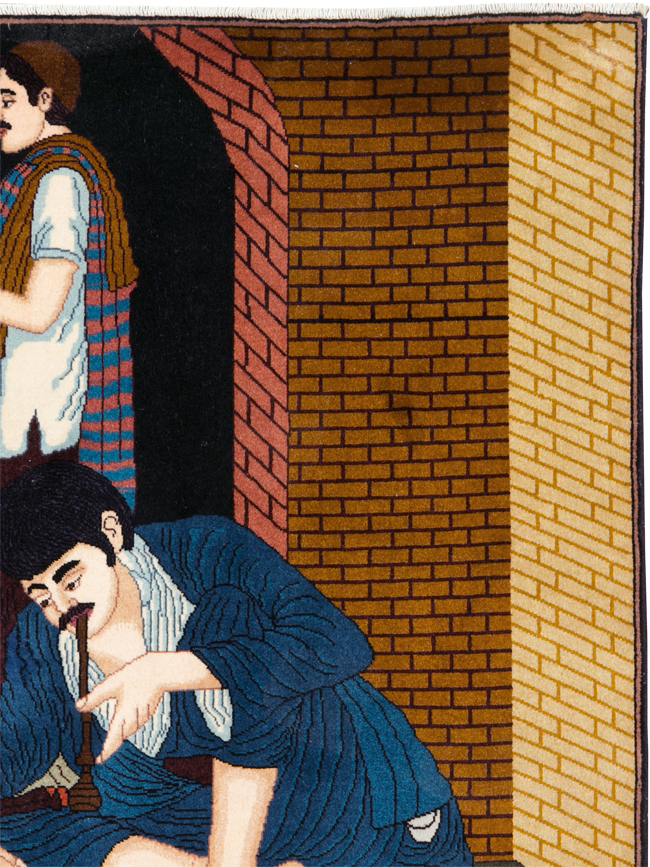 Vintage Pictorial Tabriz Rug, No.29594 - Gsblank