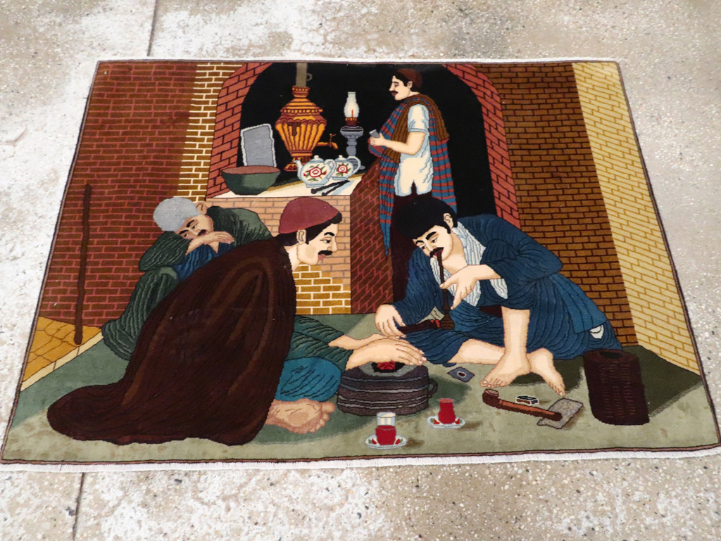 Vintage Pictorial Tabriz Rug, No.29594 - Gsblank