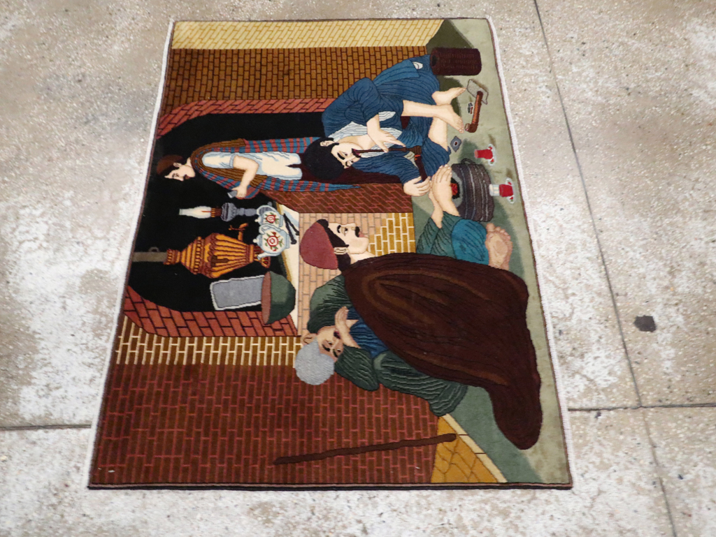 Vintage Pictorial Tabriz Rug, No.29594 - Gsblank